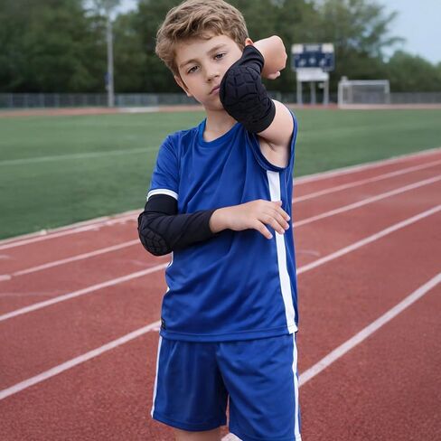 1 Pair Padded Elbow Sleeve for Youngsters, Compression Arm Sleeve with EVA Pad, Protective Gear for Basketball, Football, Volleyball, Biking in Kuwait