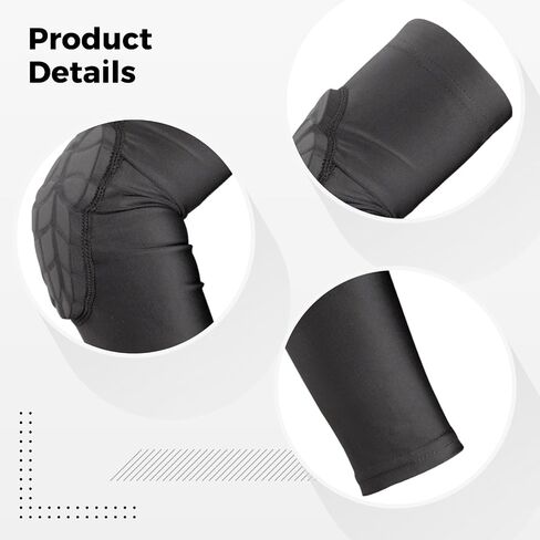 1 Pair Padded Elbow Sleeve for Youngsters, Compression Arm Sleeve with EVA Pad, Protective Gear for Basketball, Football, Volleyball, Biking in Kuwait