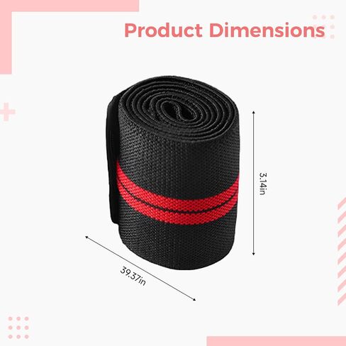 2 Pcs Red Nylon Elbow Wraps for Weightlifting, 39.4 x 3.1 in Support Bandage, Adjustable Elastic Compression Sleeve for Bench Press, Gym Fitness, Joint Support for Men and Women in Kuwait