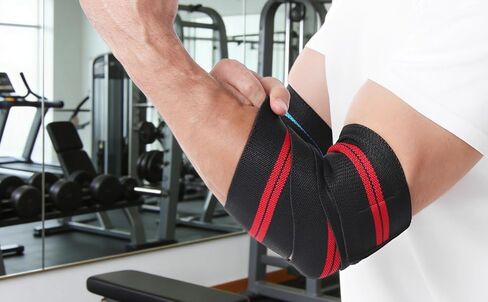 2 Pcs Red Nylon Elbow Wraps for Weightlifting, 39.4 x 3.1 in Support Bandage, Adjustable Elastic Compression Sleeve for Bench Press, Gym Fitness, Joint Support for Men and Women in Kuwait