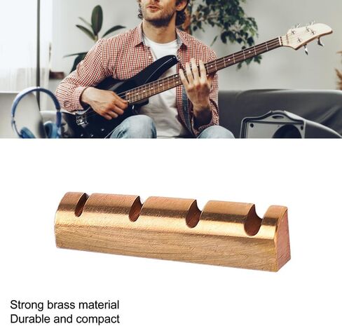 Bass Guitar Nut - Brass Pre Slotted 4 String Electric Bass Nut Replacement Part 43mm Guitar Accessory, Brass Color in Kuwait