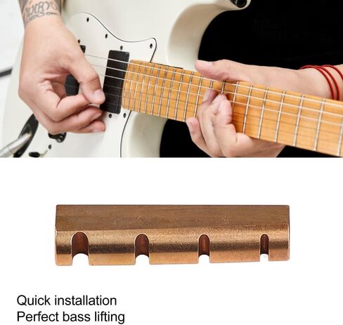 Bass Guitar Nut - Brass Pre Slotted 4 String Electric Bass Nut Replacement Part 43mm Guitar Accessory, Brass Color in Kuwait