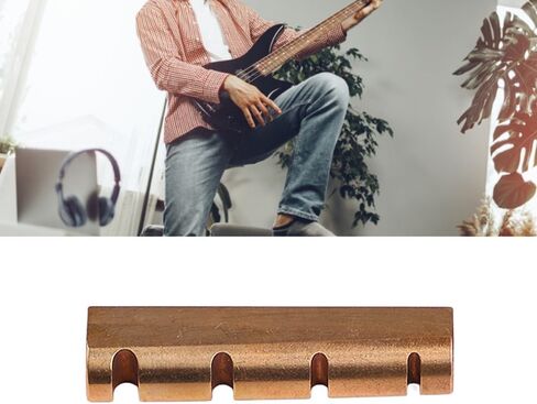 Bass Guitar Nut - Brass Pre Slotted 4 String Electric Bass Nut Replacement Part 43mm Guitar Accessory, Brass Color in Kuwait