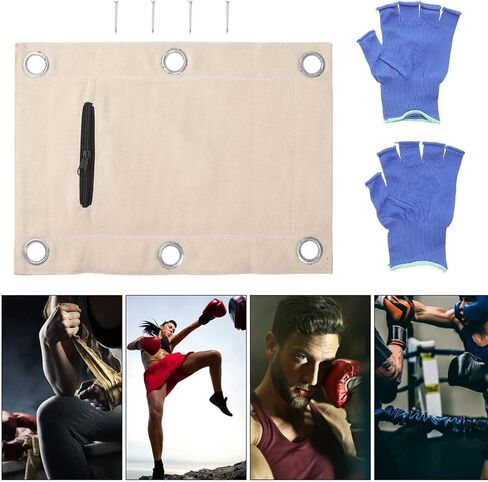 Ciieeo White Canvas Wall Mounted Boxing Bag Stable and Absorbs Impact Punching Wall Bag for Kicking Training and Home Workout in Kuwait