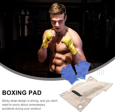 Ciieeo White Canvas Wall Mounted Boxing Bag Stable and Absorbs Impact Punching Wall Bag for Kicking Training and Home Workout in Kuwait