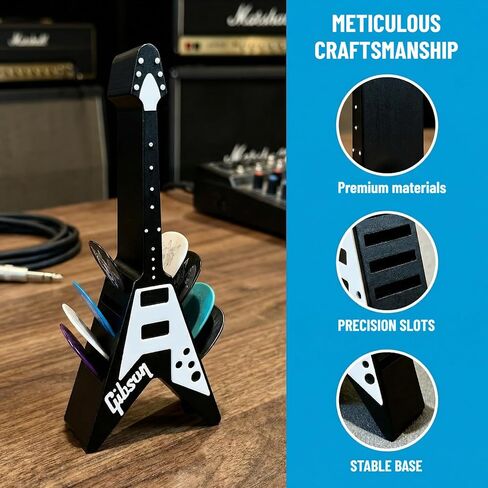 Guitar Pick Holder - Durable Plastic Guitar Pick Organizer with 10 Slots, Scratch-Resistant Surface & Ergonomic Design for Electric, Acoustic, Classical Guitars - Ideal Gift for Guitarists in Kuwait
