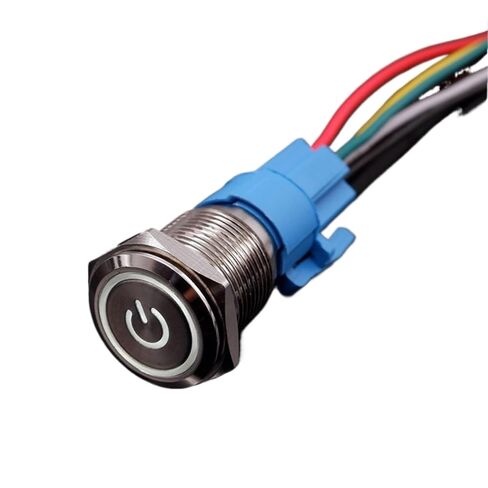 Push Button Switch 19mm Power Light Car Buttons Control Sockets Illuminated Waterproof Self-Reset Flat 5V 12V, 1pcs(Orange,LAT_NO Wire_12-24V) in Saudi Arabia