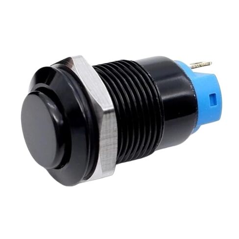 Push Button Switch 12mm Metal Black Silver On Off NO LED Momentary Locking Car Computer Horn Flat High Head 1NO, 1pcs(Momentary High Black) in Saudi Arabia