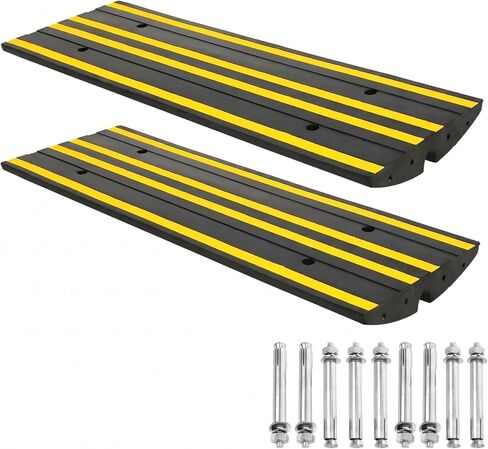Garvee 2-Pack Rubber Curb Ramps, 48" Extra Wide Driveway Transition Ramps with Anti-Slip Surface & Anchor Bolts for Loading Dock, Garage, Sidewalk, Wheelchair in Kuwait