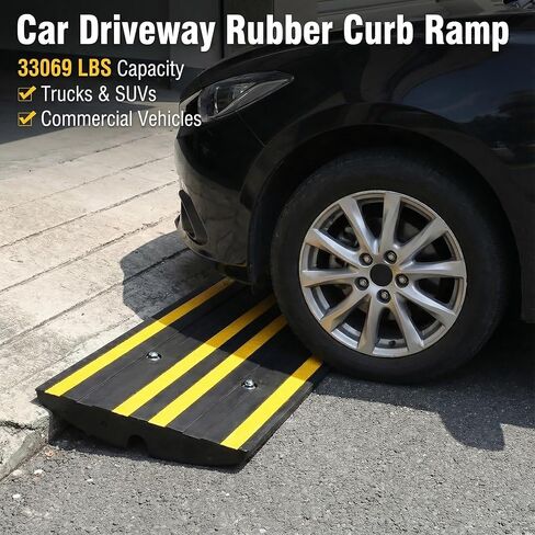 Garvee 2-Pack Rubber Curb Ramps, 48" Extra Wide Driveway Transition Ramps with Anti-Slip Surface & Anchor Bolts for Loading Dock, Garage, Sidewalk, Wheelchair in Kuwait