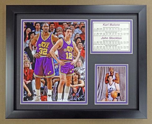 Legends Never Die NBA John Stockton and Karl Malone Utah Jazz Double Matted Photo Frame, 12" x 15" in Kuwait