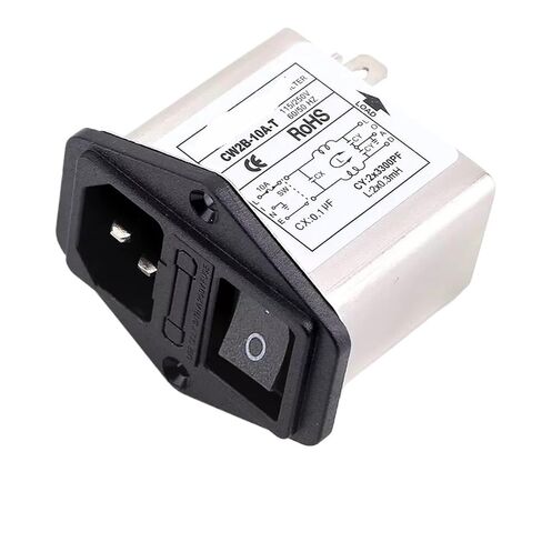 مقبس مرشح الطاقة أحادي الطور 220 فولت CW2B-10A 6A 3A-T مفتاح كبير لضوء النيون الأحمر (CW2B-10A-T 003 مع مصباح) in Kuwait