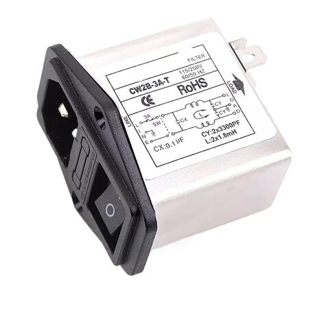 مقبس مرشح الطاقة أحادي الطور 220 فولت CW2B-10A 6A 3A-T مفتاح كبير لضوء النيون الأحمر (CW2B-10A-T 003 مع مصباح) in Kuwait