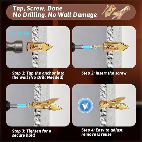 423 PCS Self Drilling Drywall Anchors with Screws Kit,2 Sizes Drywall Anchor & 5 Sizes Zinc Expansion Screws with 3 Drill Bits,Heavy Duty Metal Wall Anchors for Drywalls Shelf, Mirror, Picture Frames in Kuwait