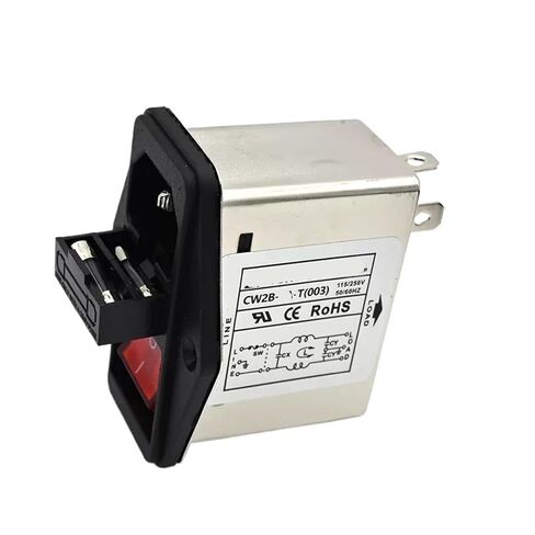 مقبس مرشح الطاقة أحادي الطور 220 فولت CW2B-10A 6A 3A-T مفتاح كبير لضوء النيون الأحمر (CW2B-10A-T 003 مع مصباح) in Kuwait