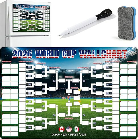 2026 World Cup Schedule Poster, Waterproof Dry Erase Thick Magnetic Set 48-Team Match Fixtures World Cup 2026 Merchandise Soccer Fan Gift Home Decor 1.31x0.98In in Kuwait