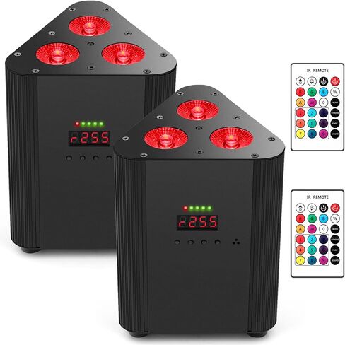 مصابيح مسرح تعمل بالبطارية - 4IN1 RGBW LED بالألوان الكاملة - وقت تشغيل جميع الألوان 6H - التحكم عن بعد وDMX - مصابيح قابلة لإعادة الشحن لحدث DJ Live Show Wedding Party Church - 2 Pack in Saudi Arabia