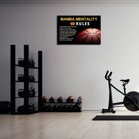 ZHIYANGY Basketball 10 Rules Poster Mamba Mentality Canvas Wall Art, Motivational Print Poster for Bedroom Gym Room Decoration Boys Gift in Kuwait