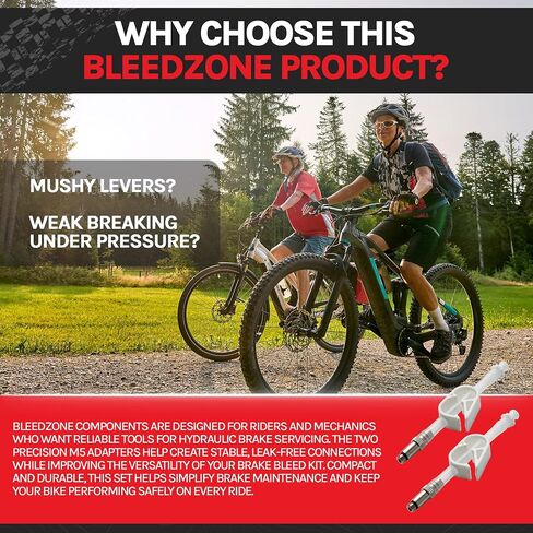 BleedZone 2 Pack M5 Bleed Hose Fittings for RockShox Reverb, SRAM, Avid & Formula, Bike Brake Bleeder Kit Adapter with Hose, Hydraulic Disc Brake System Bleeding Tools for MTB Service & Maintenance in Kuwait