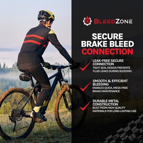 BleedZone 2 Pack M5 Bleed Hose Fittings for RockShox Reverb, SRAM, Avid & Formula, Bike Brake Bleeder Kit Adapter with Hose, Hydraulic Disc Brake System Bleeding Tools for MTB Service & Maintenance in Kuwait