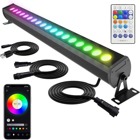 Linkable Smart RGBCW Wall Washer Light Bar 90W – 2700K-6500K Tunable White LED Bar with App & RF Remote, 16 Million Color Changing Wash Lights, IP65 Stage Light for Wall Wash Lighting in Kuwait