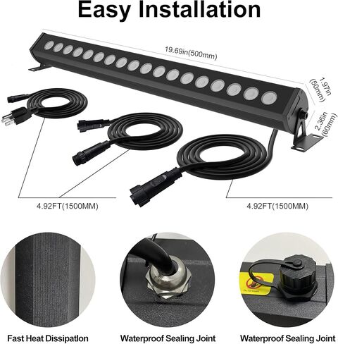 Linkable Smart RGBCW Wall Washer Light Bar 90W – 2700K-6500K Tunable White LED Bar with App & RF Remote, 16 Million Color Changing Wash Lights, IP65 Stage Light for Wall Wash Lighting in Kuwait