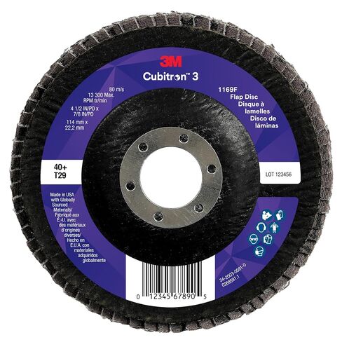 3M Cubitron 3 Flap Disc 1169F, 40+, T29-Conical, 4-1/2 in x 7/8 in, 10 ea/Case in Kuwait