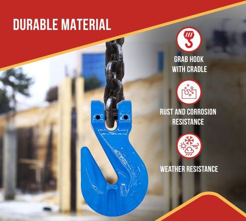 Mytee Products (2 Pack) 1/2" x 10' G100 High Grade Transportation Chain W/Grab Hook, 15,000 lbs WLL in Kuwait