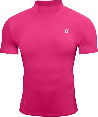 Roadbox Men's Compression Shirt, Mock Turtleneck Athletic Undershirt Short Sleeve, Cool Dry T Shirts for Gym Workout Sports in Kuwait