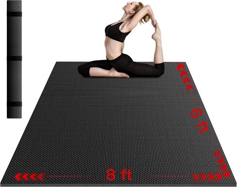 VTORY Extra Thick Large Exercise Mat, 6'x4'/7'x5'/8'x6'/10'x6'x8mm(1/3 inch) , Non-Slip, PVC, Ultra Durable, Heavy-Duty Mat, Shoes-Friendly, High-Density, Large Wide Yoga Mat, Workout Mat for Home Gym, Cardio, Strength, HIIT, MMA in Kuwait