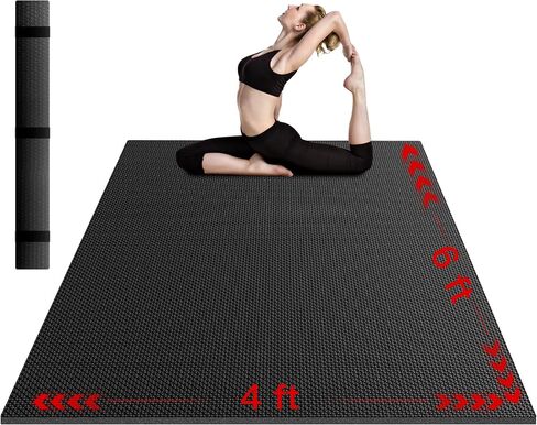 VTORY Extra Thick Large Exercise Mat, 6'x4'/7'x5'/8'x6'/10'x6'x8mm(1/3 inch) , Non-Slip, PVC, Ultra Durable, Heavy-Duty Mat, Shoes-Friendly, High-Density, Large Wide Yoga Mat, Workout Mat for Home Gym, Cardio, Strength, HIIT, MMA in Kuwait