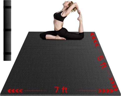 VTORY Extra Thick Large Exercise Mat, 6'x4'/7'x5'/8'x6'/10'x6'x8mm(1/3 inch) , Non-Slip, PVC, Ultra Durable, Heavy-Duty Mat, Shoes-Friendly, High-Density, Large Wide Yoga Mat, Workout Mat for Home Gym, Cardio, Strength, HIIT, MMA in Kuwait