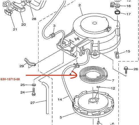 63V-15713-00 Starter Spring 63V-15713-00-00 63V-15713 Replaces for Outboard Engine 15HP 9.9HP 20HP 25HP Outboard Motor in Kuwait