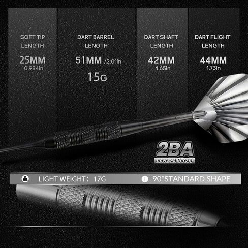 12 Pack Soft Tip Darts Set - Darts Plastic Tip 17g -Dart Flights in 4 Colors with a Dart Storage Case- with 40 Extra Dart Tips and 1Pcs Wrench for Electronic Dartboard in Kuwait