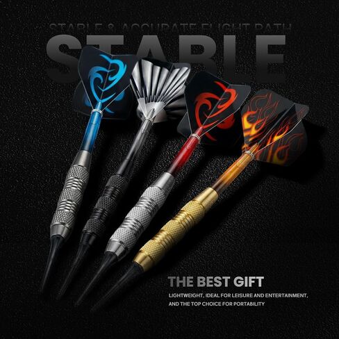 12 Pack Soft Tip Darts Set - Darts Plastic Tip 17g -Dart Flights in 4 Colors with a Dart Storage Case- with 40 Extra Dart Tips and 1Pcs Wrench for Electronic Dartboard in Kuwait