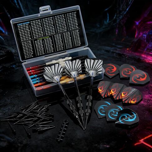 12 Pack Soft Tip Darts Set - Darts Plastic Tip 17g -Dart Flights in 4 Colors with a Dart Storage Case- with 40 Extra Dart Tips and 1Pcs Wrench for Electronic Dartboard in Kuwait