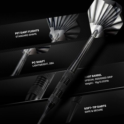 12 Pack Soft Tip Darts Set - Darts Plastic Tip 17g -Dart Flights in 4 Colors with a Dart Storage Case- with 40 Extra Dart Tips and 1Pcs Wrench for Electronic Dartboard in Kuwait