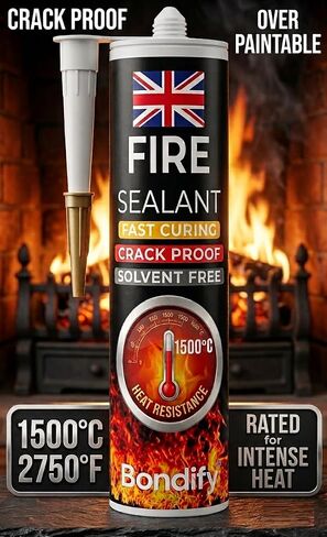 Black Fire Cement for Wood Burning Stove, High Temperature Silicone Sealant - 2750°F 3x10.1 floz SOLVENT FREE for Open Fire, Stoves, Fireplaces, Ovens Chimneys, Grills, Furnace, Furnace Cement in Kuwait