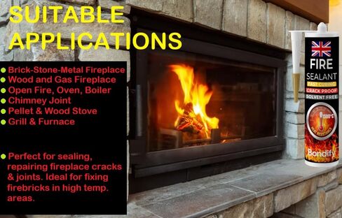 Black Fire Cement for Wood Burning Stove, High Temperature Silicone Sealant - 2750°F 3x10.1 floz SOLVENT FREE for Open Fire, Stoves, Fireplaces, Ovens Chimneys, Grills, Furnace, Furnace Cement in Kuwait