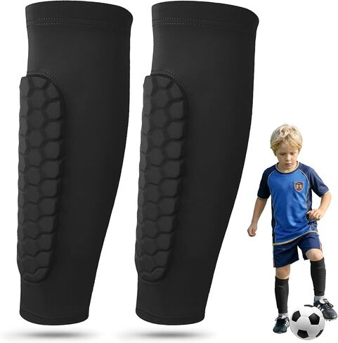 Soccer Shin Guards for Kids Youth Adults - Lightweight Calf Shin Guards Compression Sleeve with Honeycomb Pads for Soccer Baseball MTB Football–Boys Girls Protective Gear in Kuwait