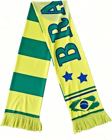 2026 World Cup Brazil Soccer Fan Scarf, Double Sided Scarf for Sport Fans in Kuwait