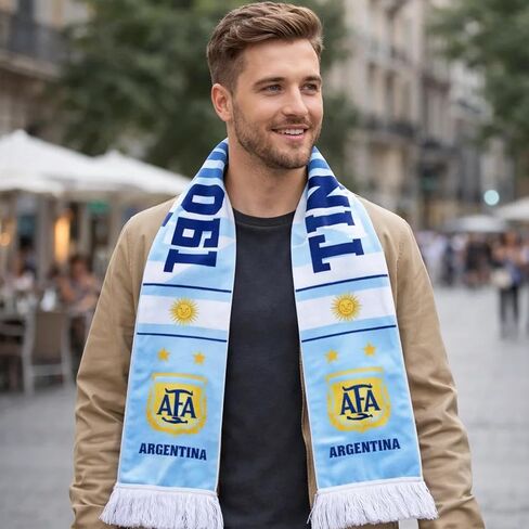 World Cup Scarf, 145x17 cm National Team Soccer Fan Scarf, World Cup 2026 Merchandise, Team Colors Display, with Fringes for Match Support in Kuwait