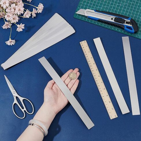 OLYCRAFT 35Pcs 7 Sizes 304 Stainless Steel Strips 12x1 Inch Rectangle Stainless Steel Strips Gap Filler Trim Strip Metal Shims Shim Stock for Home Kitchen DIY Craft Gap Filler Tools in Kuwait