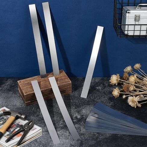 OLYCRAFT 35Pcs 7 Sizes 304 Stainless Steel Strips 12x1 Inch Rectangle Stainless Steel Strips Gap Filler Trim Strip Metal Shims Shim Stock for Home Kitchen DIY Craft Gap Filler Tools in Kuwait