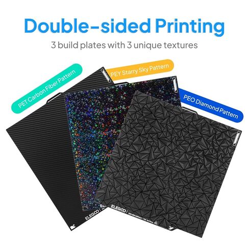 ELEGOO Centauri Carbon Build Plate 3 Pack, 256x256mm PEI Sheet Double Sided PET PEO PEY Flexible Magenetic Platform Removable Spring Steel Print Bed in Kuwait