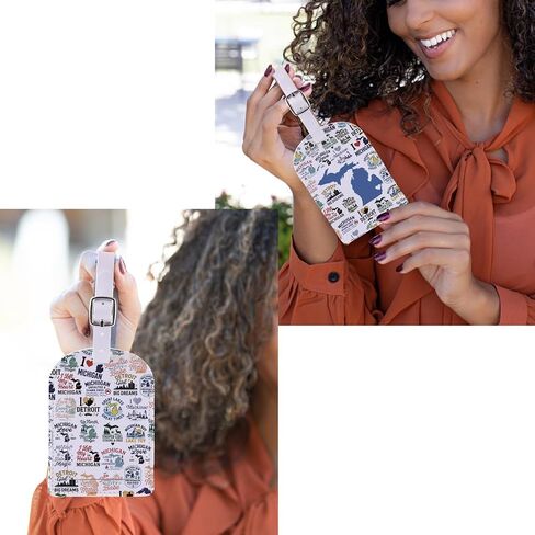TSOTMO Michigan Gift Lake Michigan Lovers Baggage Identifier Unsalted Beach Vacation Bag Tags Destination State Keepsake Gift (MichiganMap Tag) in Kuwait
