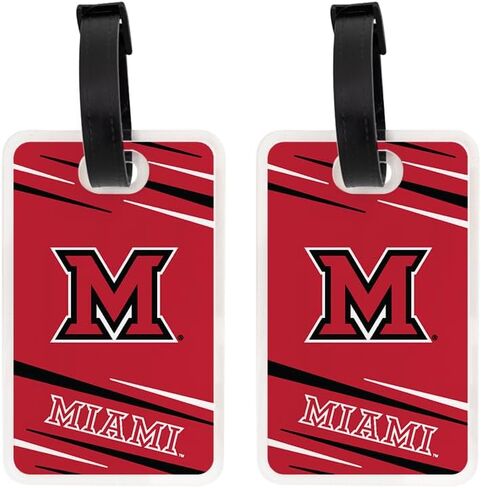 Desert Cactus Miami University Luggage Tag – Official MU Redhawks 2 Pack Travel ID Label for Suitcases, Bags, and Carry-Ons (2-Pack Acrylic Luggage Tag A) in Kuwait