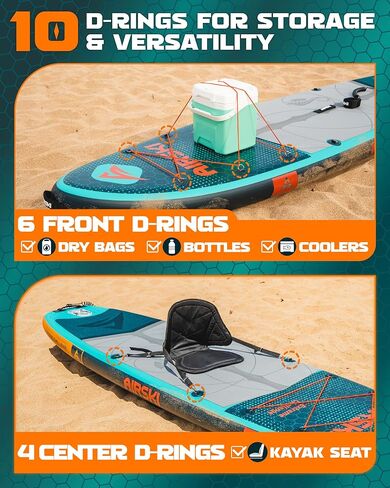 11'x34'' Extra Wide Inflatable Paddle Board, Stand-up Paddleboard for Adults, 420lb Capacity, Anti-Slip EVA, Stand-up Paddle Board for Yoga/Fishing/Family, US Fin, High-Pressure Pump, 100L Bag in Saudi Arabia