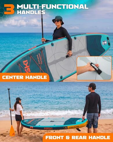 11'x34'' Extra Wide Inflatable Paddle Board, Stand-up Paddleboard for Adults, 420lb Capacity, Anti-Slip EVA, Stand-up Paddle Board for Yoga/Fishing/Family, US Fin, High-Pressure Pump, 100L Bag in Saudi Arabia