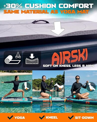 11'x34'' Extra Wide Inflatable Paddle Board, Stand-up Paddleboard for Adults, 420lb Capacity, Anti-Slip EVA, Stand-up Paddle Board for Yoga/Fishing/Family, US Fin, High-Pressure Pump, 100L Bag in Saudi Arabia